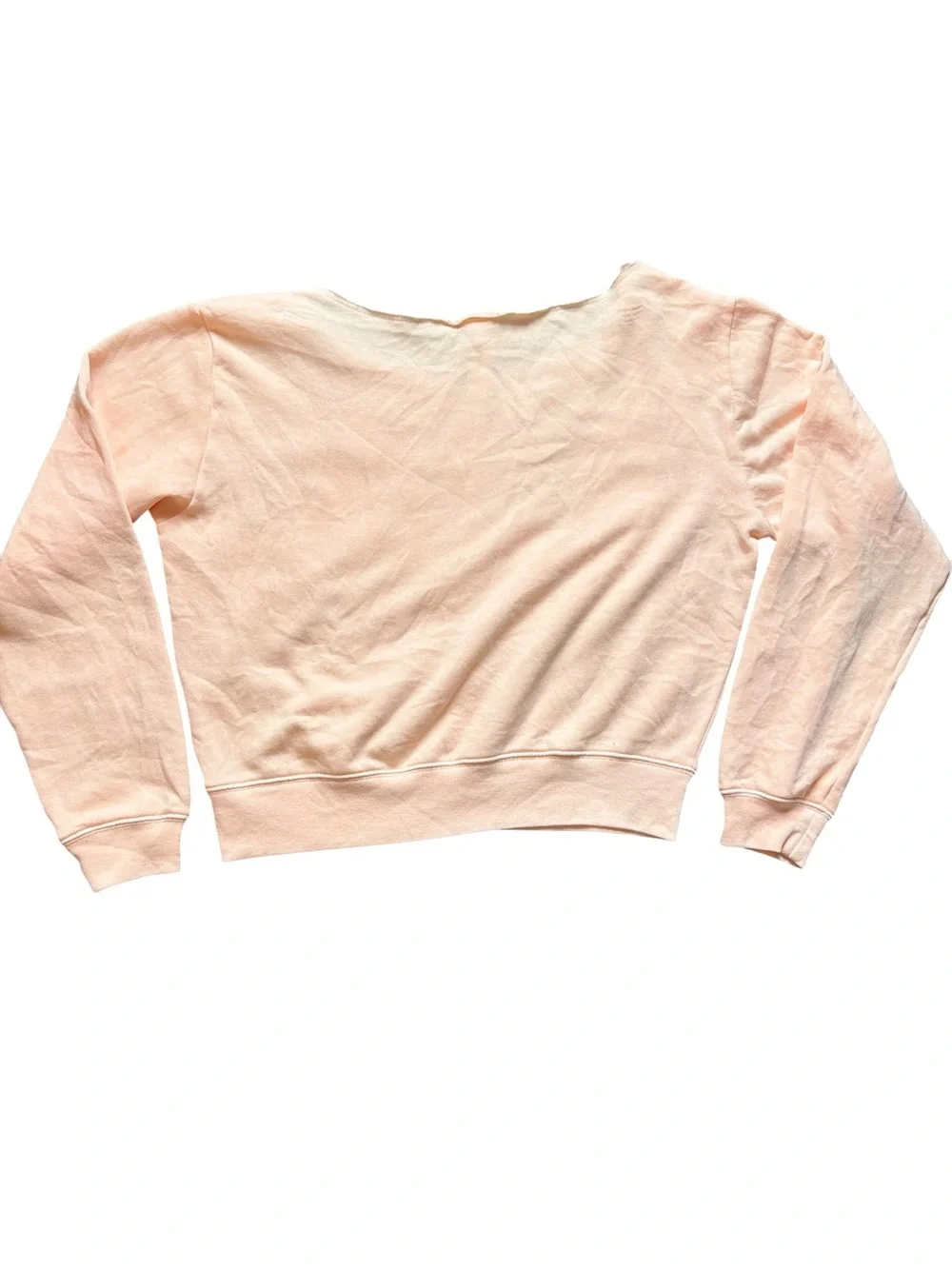 PINK Victoria's Secret Pink/Peach Off-Shoulder Logo Cropped Sweatshirt Size Med - Picture 5 of 7